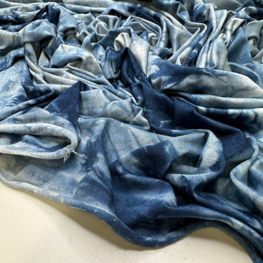 Tranquility On The Water - Jersey Cotton/Rayon Knit - Blue Abstract - Bundles