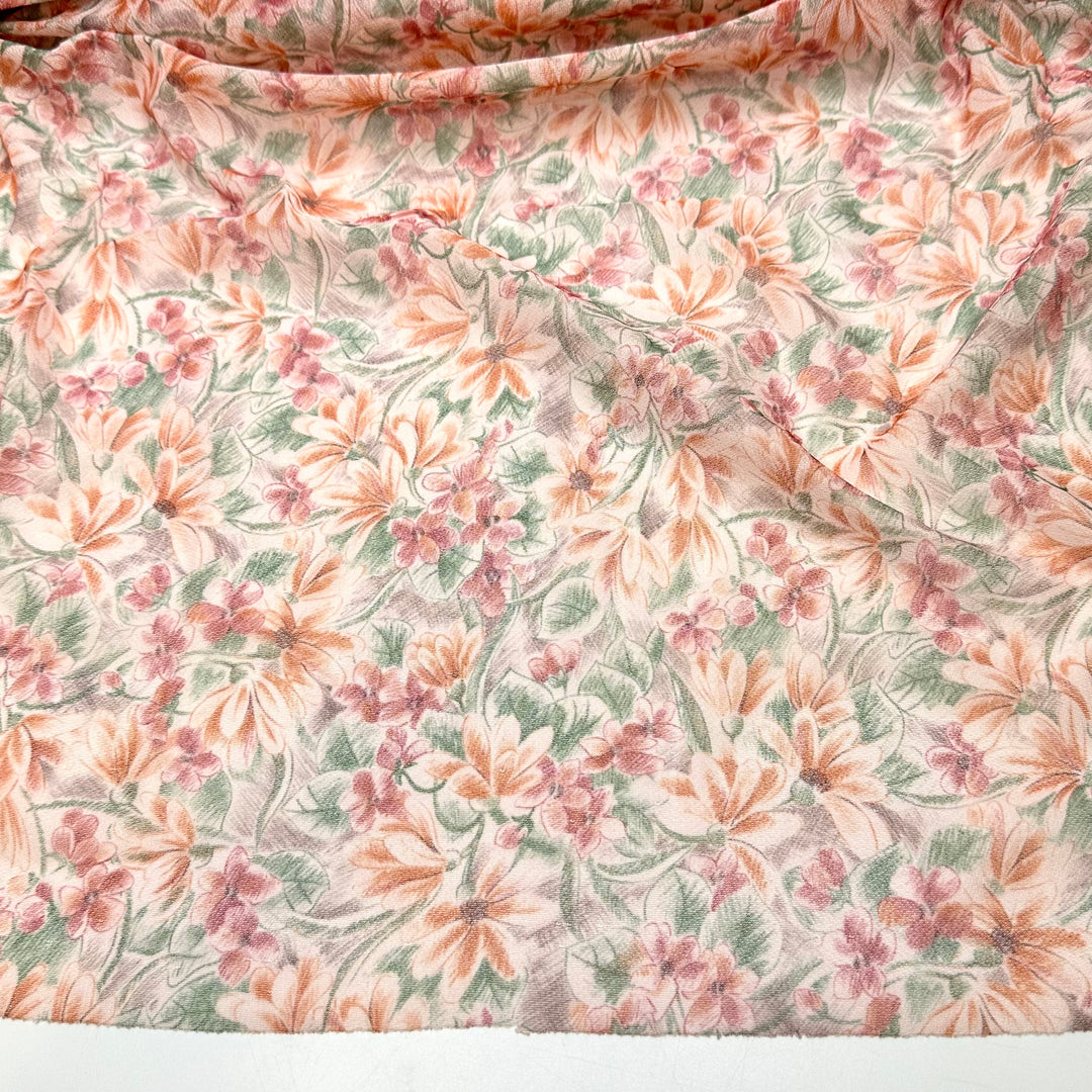 A Peony For Your Thoughts - Mesh Polyester Blend Knit - Green/Orange Floral - 2M Bundle