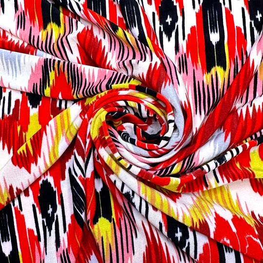 The Fire Within - Mesh Poly Knit - Red Multi Geometric - 0.7M Bundle