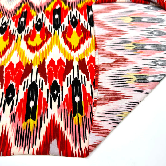 The Fire Within - Mesh Poly Knit - Red Multi Geometric - 0.7M Bundle
