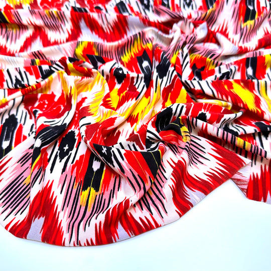 The Fire Within - Mesh Poly Knit - Red Multi Geometric - 0.7M Bundle