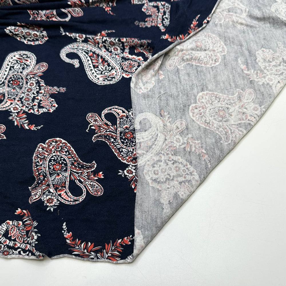 Paisley Makes The Girls Go Crazy - Jersey Cotton Blend Knit - Navy Multi Paisley - 2M Bundle