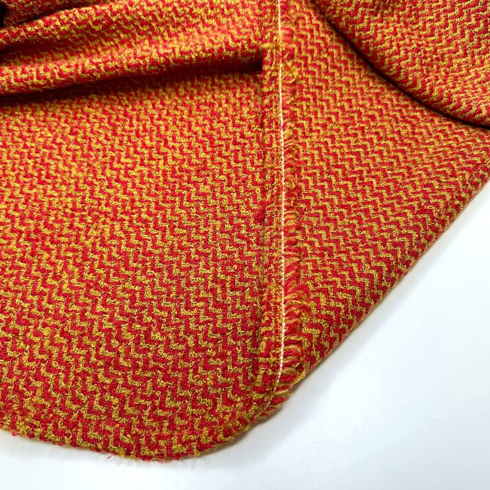 Riding Out The Waves - Slub In The Weave Herringbone Acrylic/Wool Woven - Red/Yellow Chevron - 1M Bundle