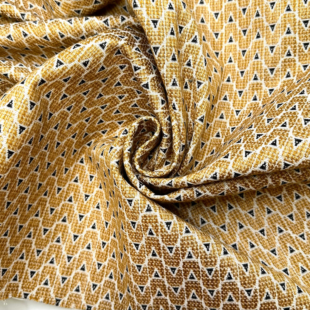 Point Me In The Right Direction - Brocade Cotton Blend Woven - Gold/Black Geometric - Bundles