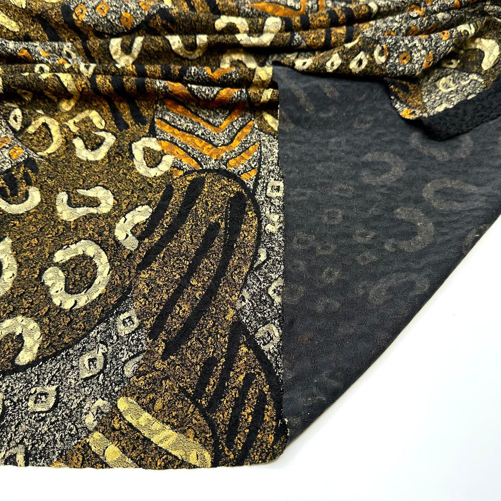 Praising African Queens - Double Mesh Knit Polyester Blend Knit - Black Multi Abstract - 1.1M Bundle