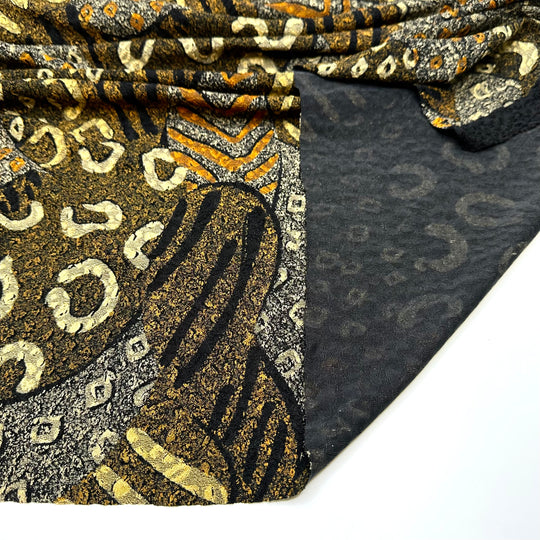 Praising African Queens - Double Mesh Knit Polyester Blend Knit - Black Multi Abstract - 1.1M Bundle