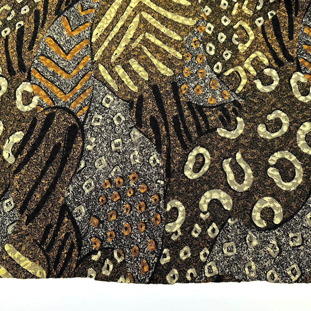 Praising African Queens - Double Mesh Knit Polyester Blend Knit - Black Multi Abstract - 1.1M Bundle