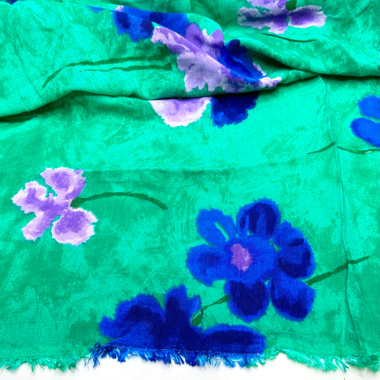 Summer On The Lawn - Crinkle Chiffon Cotton Woven - Green/Purple Floral - 1.6M Bundle