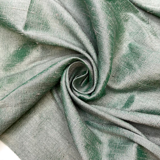 Sew Ready For This - Slub In The Weave Silk Blend Woven - Silver/Green - 3.7M Bundle