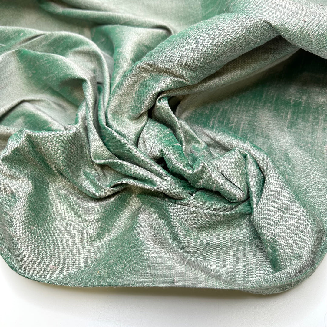 Sew Ready For This - Slub In The Weave Silk Blend Woven - Silver/Green - 3.7M Bundle