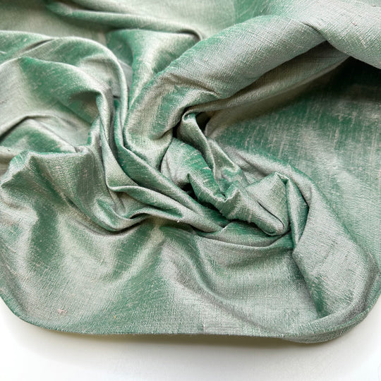 Sew Ready For This - Slub In The Weave Silk Blend Woven - Silver/Green - 3.7M Bundle