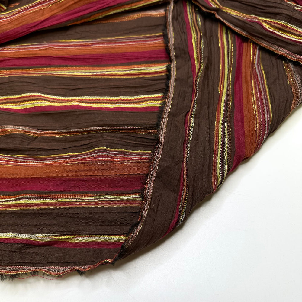 2000s Beach Day - Metallic Cotton Blend Woven - Brown Multi Stripes - 1.5M Bundle