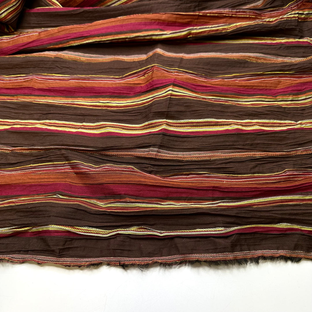 2000s Beach Day - Metallic Cotton Blend Woven - Brown Multi Stripes - 1.5M Bundle