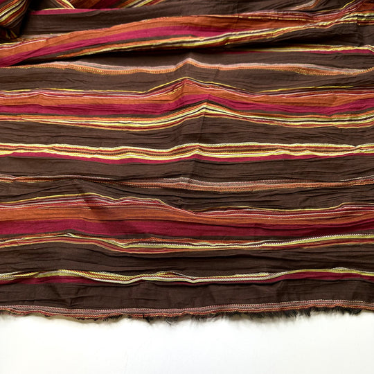 2000s Beach Day - Metallic Cotton Blend Woven - Brown Multi Stripes - 1.5M Bundle
