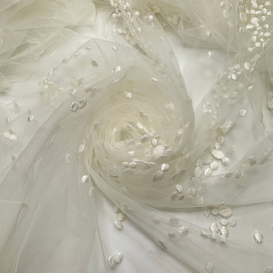 You May Now Kiss The Bride - Embroidered Tulle Poly Woven - White - 2M Bundle