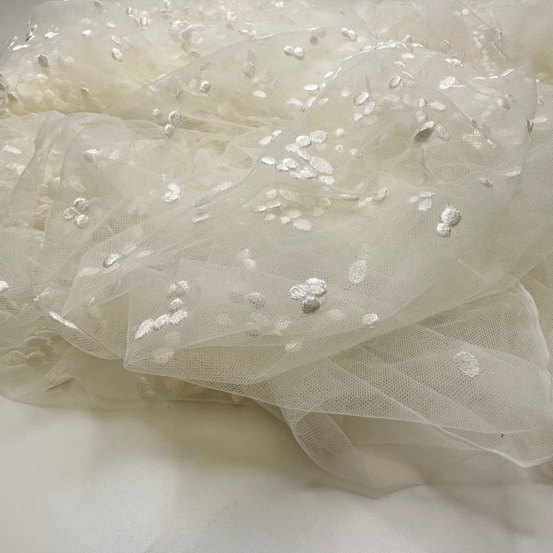 You May Now Kiss The Bride - Embroidered Tulle Poly Woven - White - 2M Bundle