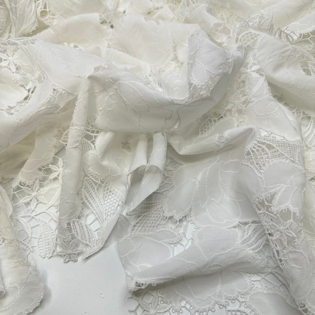 Knowing In An Instant - Scalloped Edge Lace Polyester Blend Woven - Off White Floral - Bundles