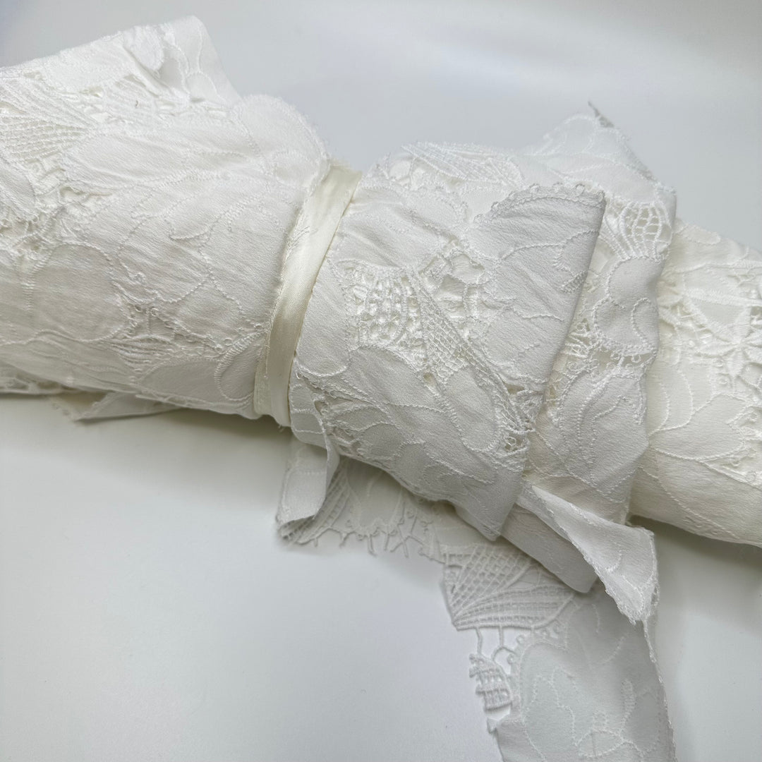 Knowing In An Instant - Scalloped Edge Lace Polyester Blend Woven - Off White Floral - Bundles