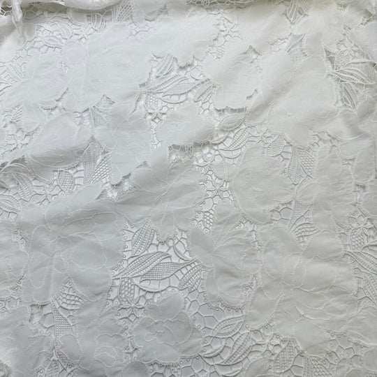 Knowing In An Instant - Scalloped Edge Lace Polyester Blend Woven - Off White Floral - Bundles