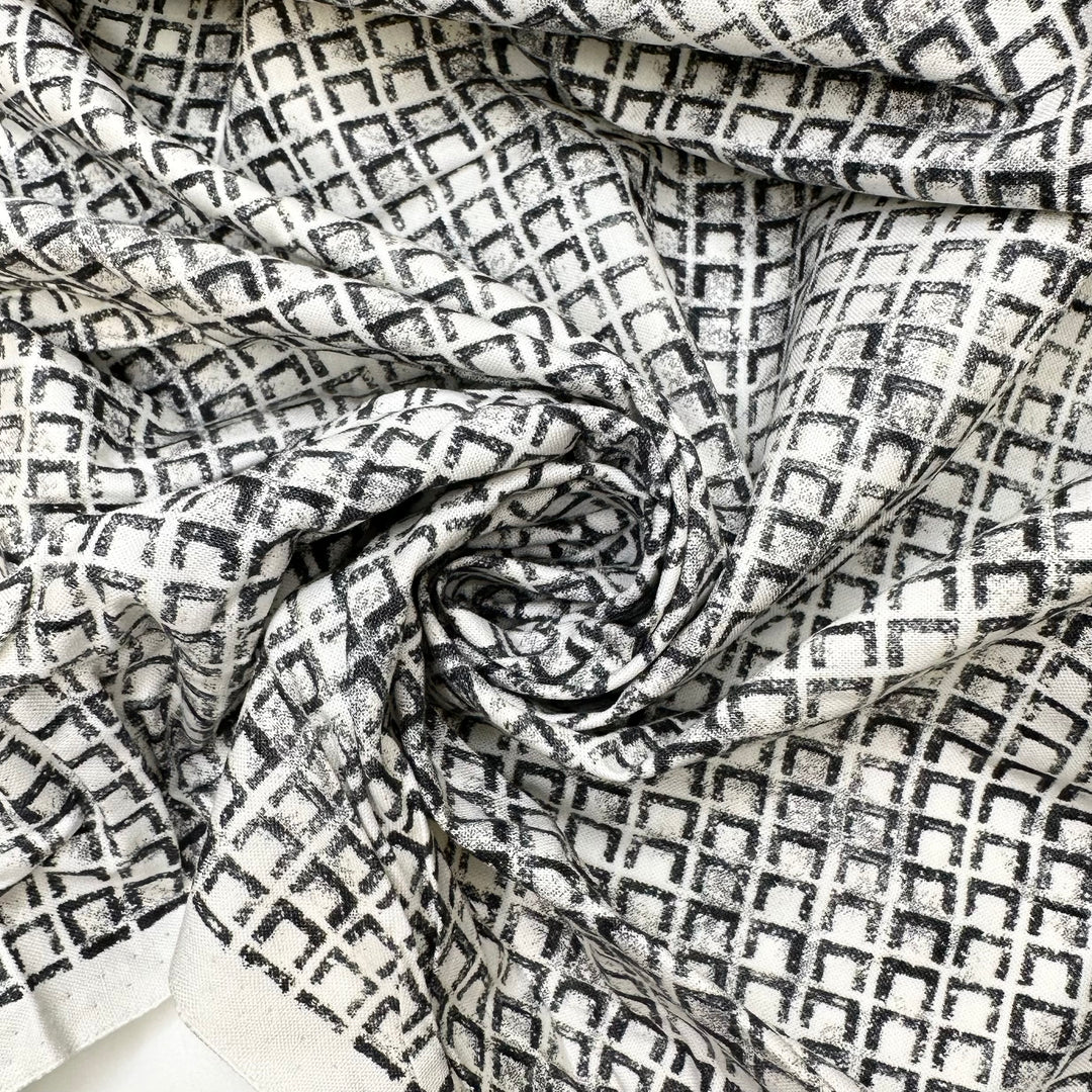 Fell Asleep In The Keyboard - Cotton Blend Woven - Black/White Geometric - 2M Bundle