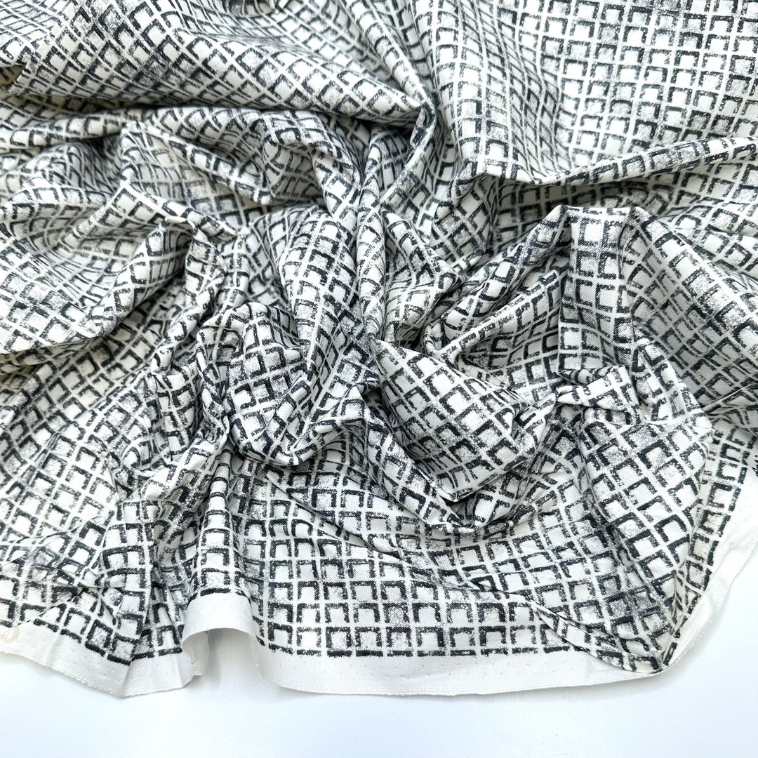 Fell Asleep In The Keyboard - Cotton Blend Woven - Black/White Geometric - 2M Bundle