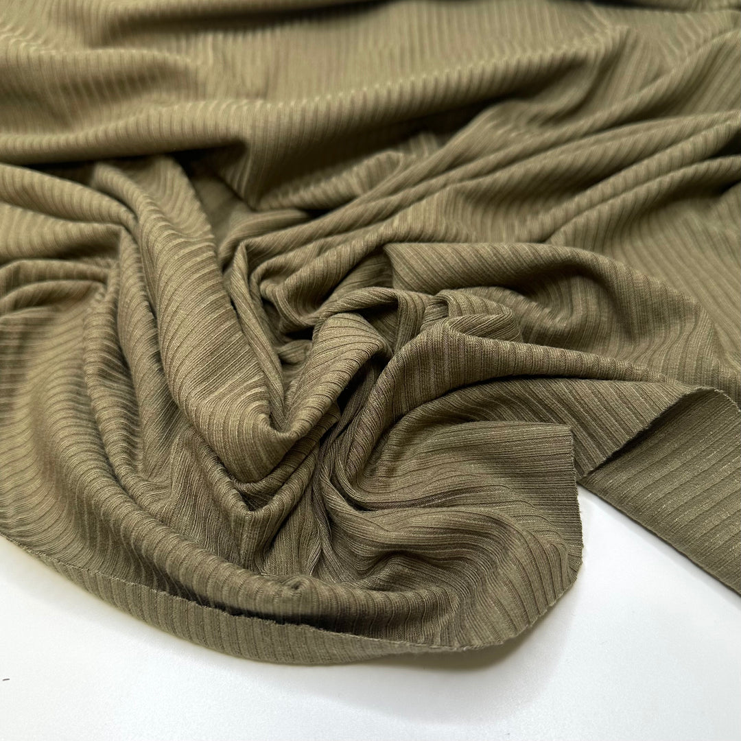 Green Bean Queen - Rib Knit Cotton Blend Knit - Green/Khaki - Bundles