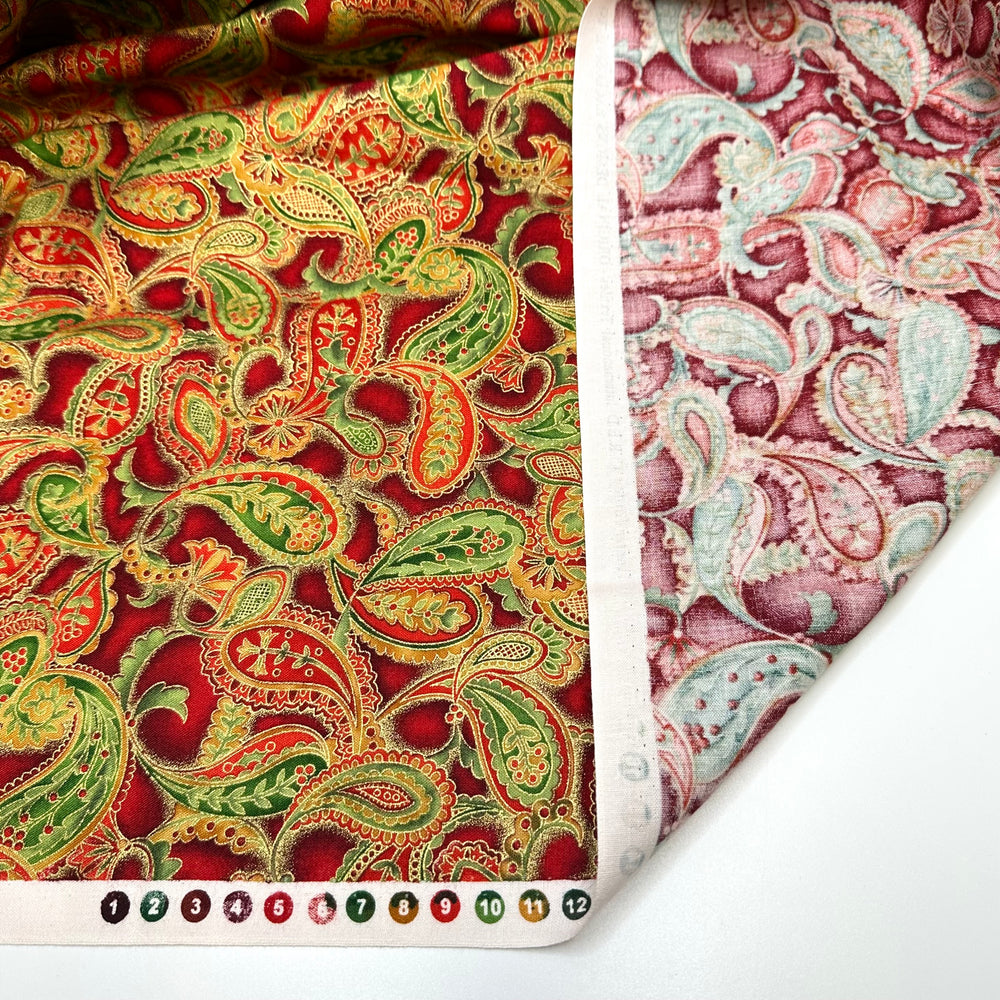 Christmas In New Mexico - Cotton Blend Woven - Red Multi Paisley - 2M Bundle