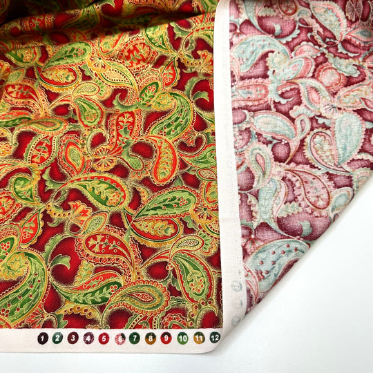 Christmas In New Mexico - Cotton Blend Woven - Red Multi Paisley - 2M Bundle