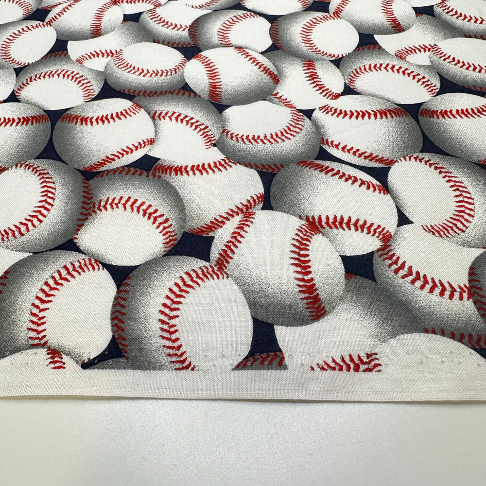 Up To Bat - Cotton Woven - White/Red Baseballs - Bundles