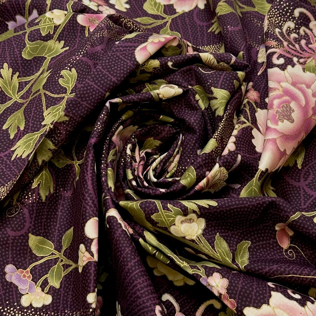 Nightshade - Screen Printed Cotton Woven - Purple Multi Floral - Bundles