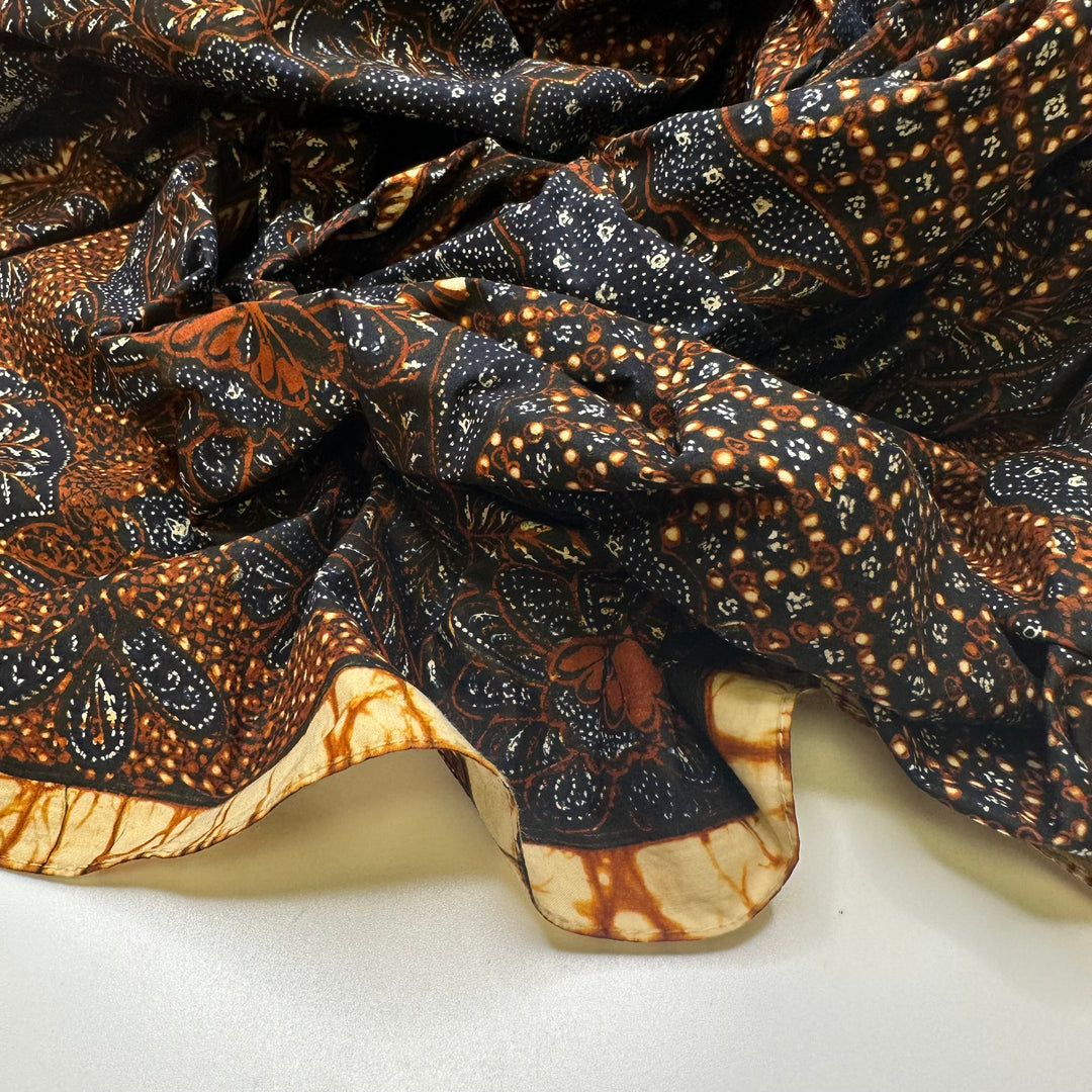 An Evening To Remember - Batik Cotton Blend Woven - Navy/Brown Floral - 2.45M Bundle