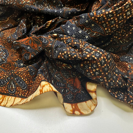 An Evening To Remember - Batik Cotton Blend Woven - Navy/Brown Floral - 2.45M Bundle