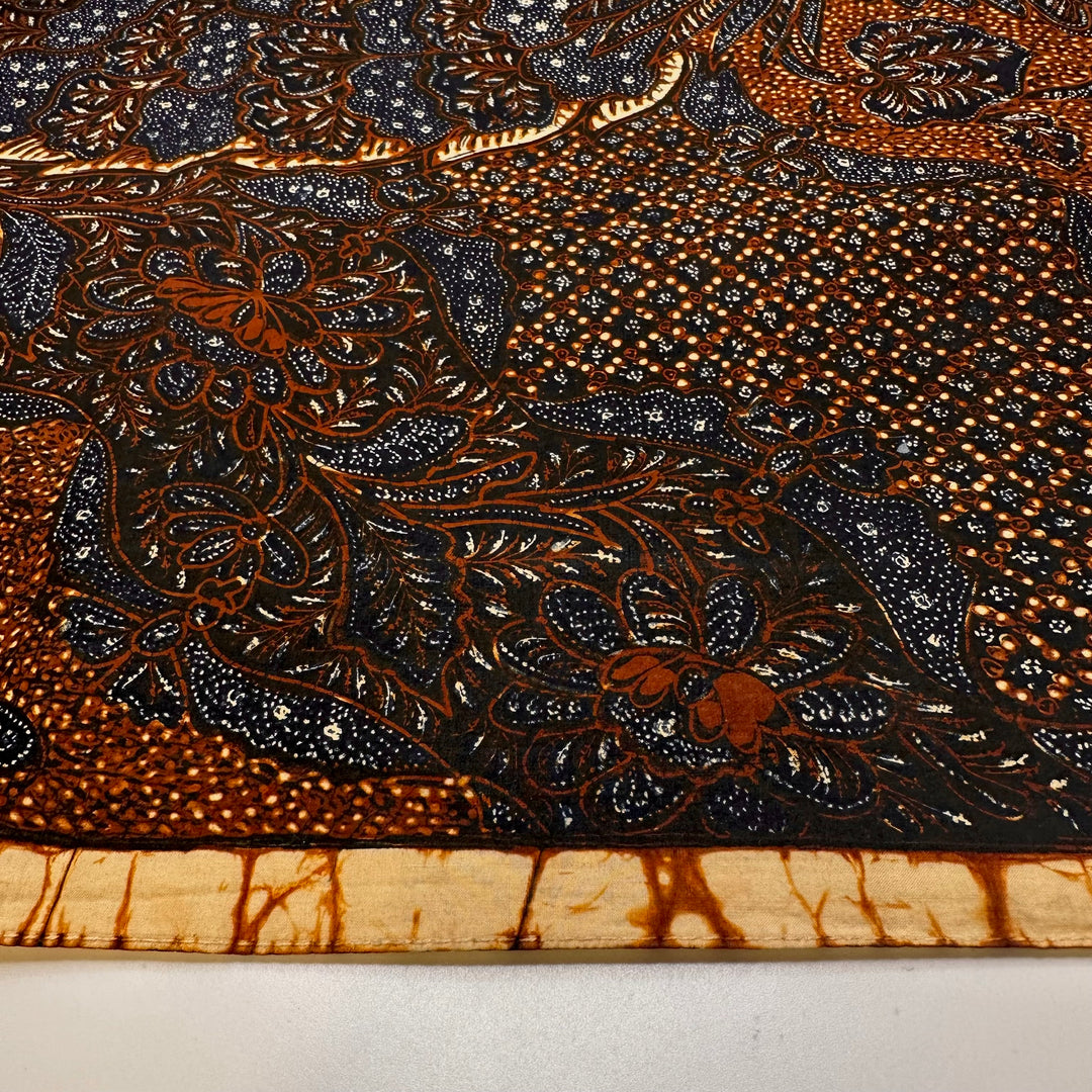 An Evening To Remember - Batik Cotton Blend Woven - Navy/Brown Floral - 2.45M Bundle