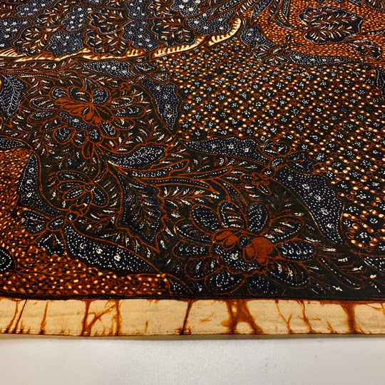 An Evening To Remember - Batik Cotton Blend Woven - Navy/Brown Floral - 2.45M Bundle