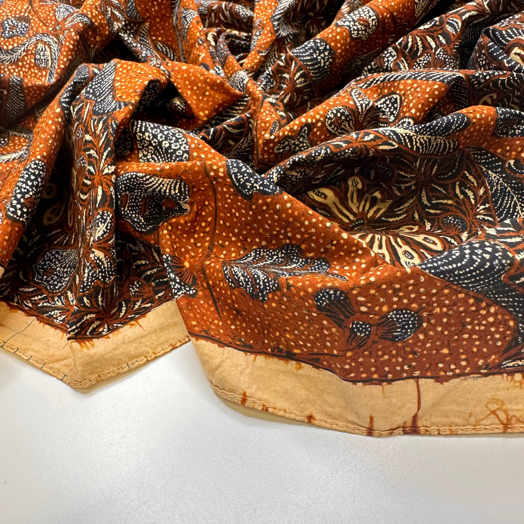 Peace And Quiet In The Garden - Batik Cotton Woven - Navy/Brown Floral - 0.95M Bundle