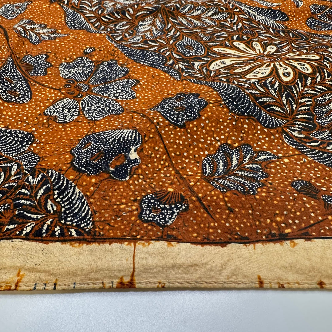Peace And Quiet In The Garden - Batik Cotton Woven - Navy/Brown Floral - 0.95M Bundle