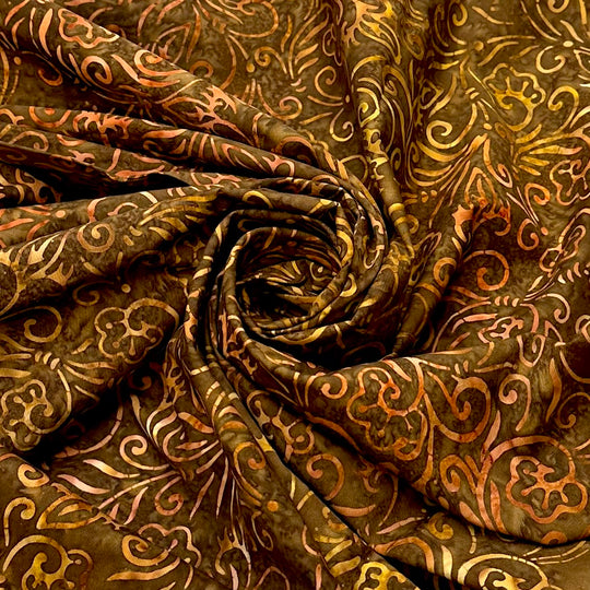 Homemade Chocolate Bars - Batik Cotton Woven - Brown Multi Floral - 2M Bundle