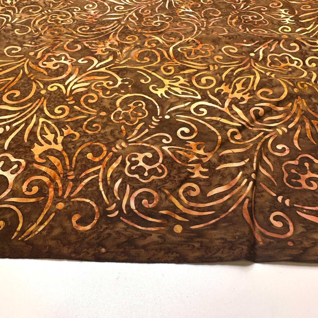 Homemade Chocolate Bars - Batik Cotton Woven - Brown Multi Floral - 2M Bundle