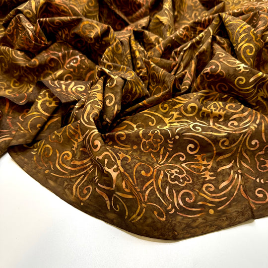 Homemade Chocolate Bars - Batik Cotton Woven - Brown Multi Floral - 2M Bundle