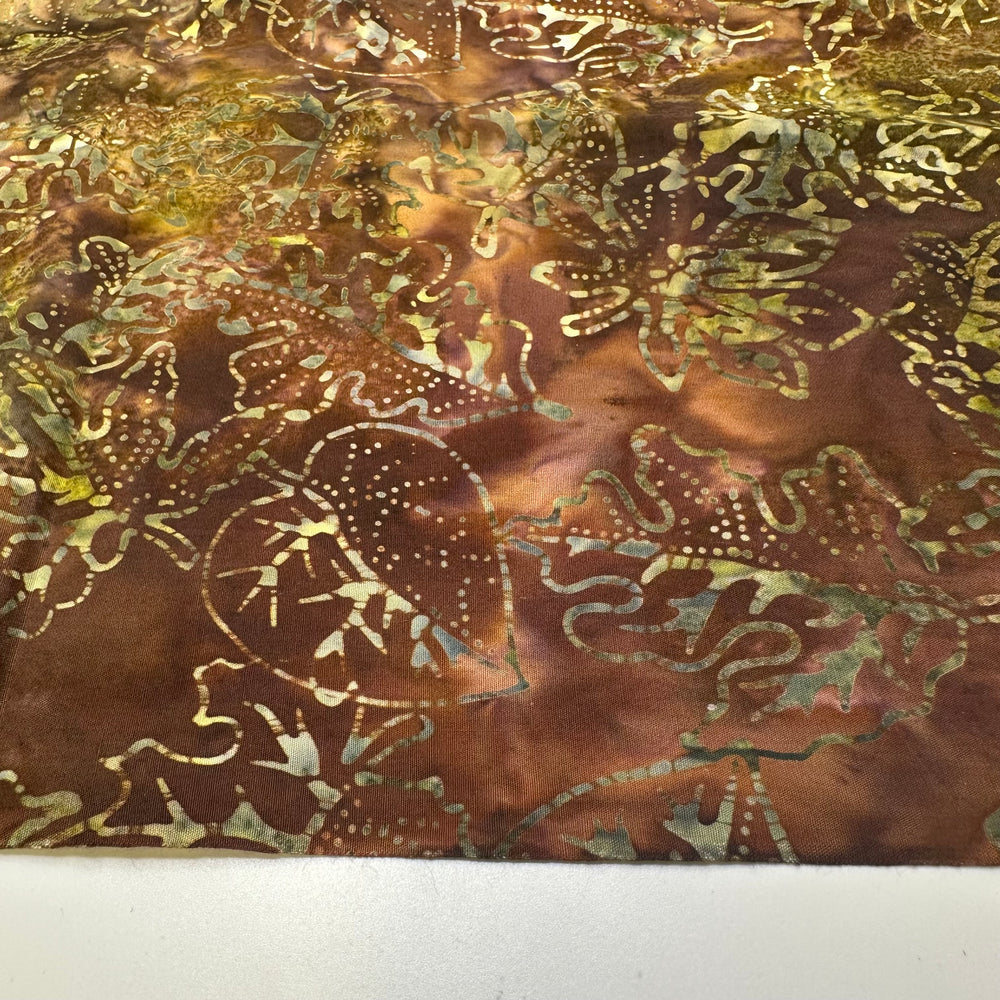 Forest Floor - Batik Cotton Woven - Brown/Green Floral - Bundles
