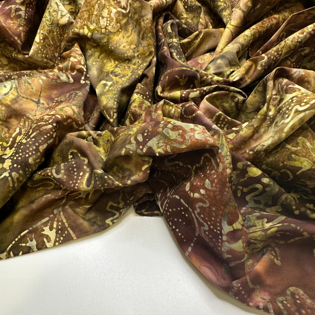 Forest Floor - Batik Cotton Woven - Brown/Green Floral - Bundles