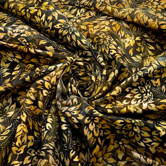 Sunlight Filtering Through Leaves - Batik Cotton Woven - Yellow Multi Floral - 2M Bundle