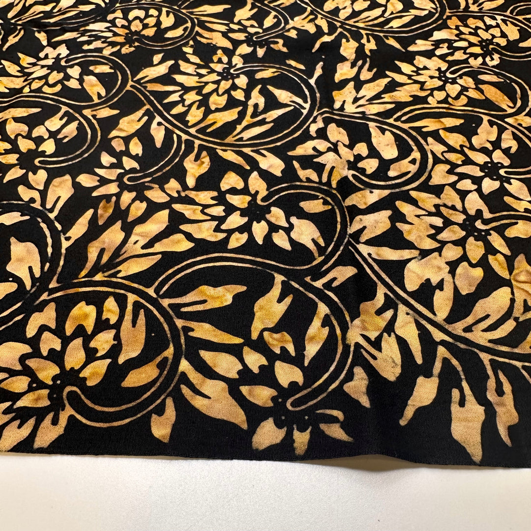 Trail Of Flower Petals - Batik Cotton Woven - Light Black/Beige Floral - Bundles