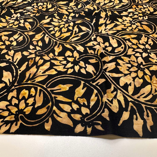 Trail Of Flower Petals - Batik Cotton Woven - Light Black/Beige Floral - Bundles