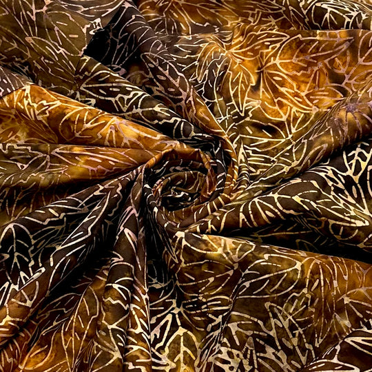 Waiting For The Leaves To Change - Batik Cotton Woven - Brown Multi Floral - Bundles