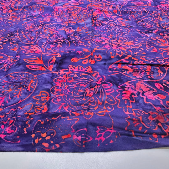 Fire And Water - Batik Cotton Woven - Blue/Red Floral - 1.9M Bundle