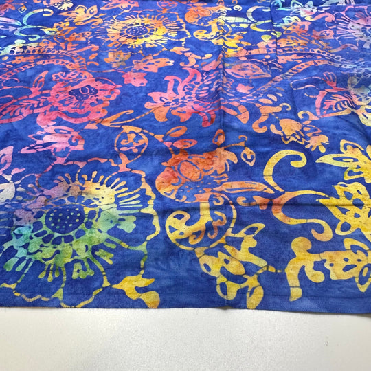 Life In Technicolor - Batik Cotton Woven - Blue Multi Floral - 3M Bundle