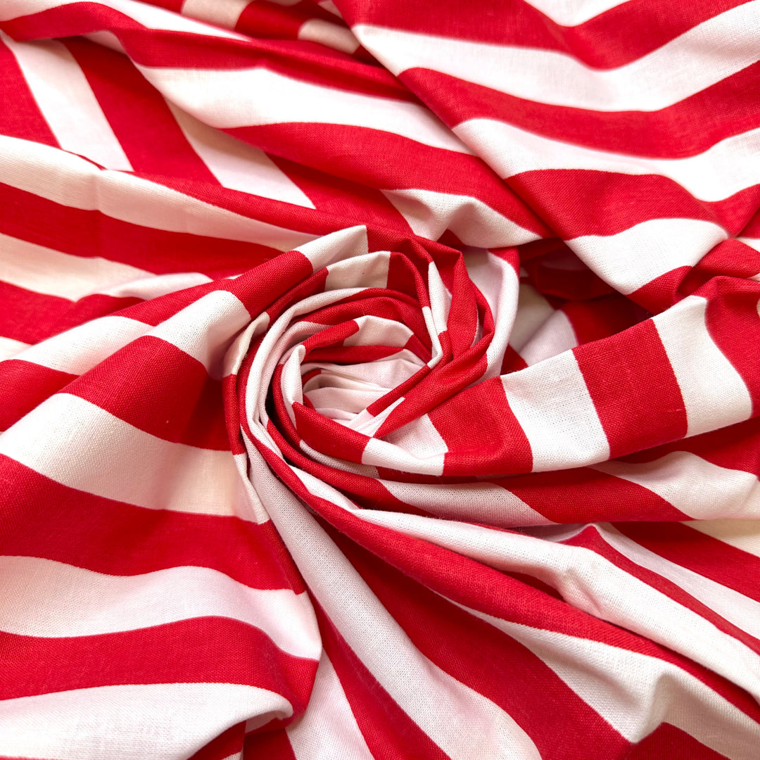 UB - Candy Store By The Beach - Cotton Woven - Red/White Stripes - 1M Bundle