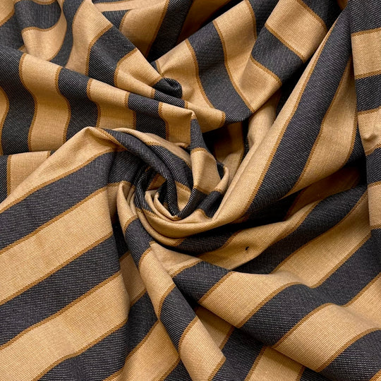 UB - Walking On A Rocky Beach - Cotton Woven - Grey/Beige Stripes - 1.3M Bundle