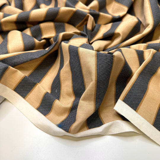 UB - Walking On A Rocky Beach - Cotton Woven - Grey/Beige Stripes - 1.3M Bundle